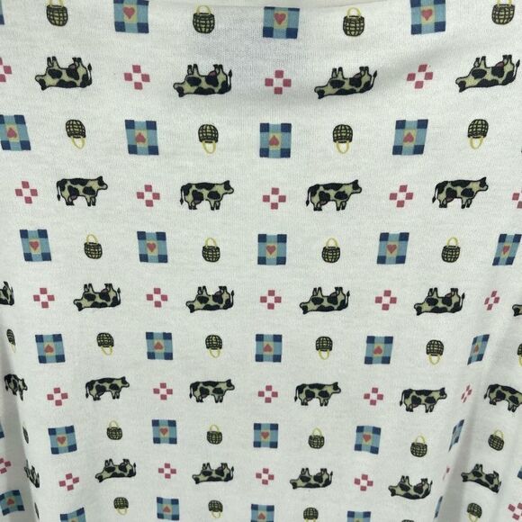 Ashley II vintage Blouse Top Mock Neck cows farm ranch dairy Cream 2X turtleneck - Picture 3 of 9